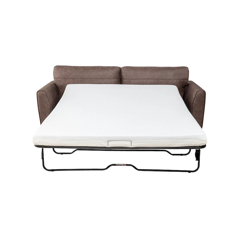 Canapé-lit convertible en similicuir gris/marron, 3 places