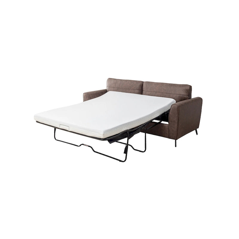 Canapé-lit convertible en similicuir gris/marron, 3 places