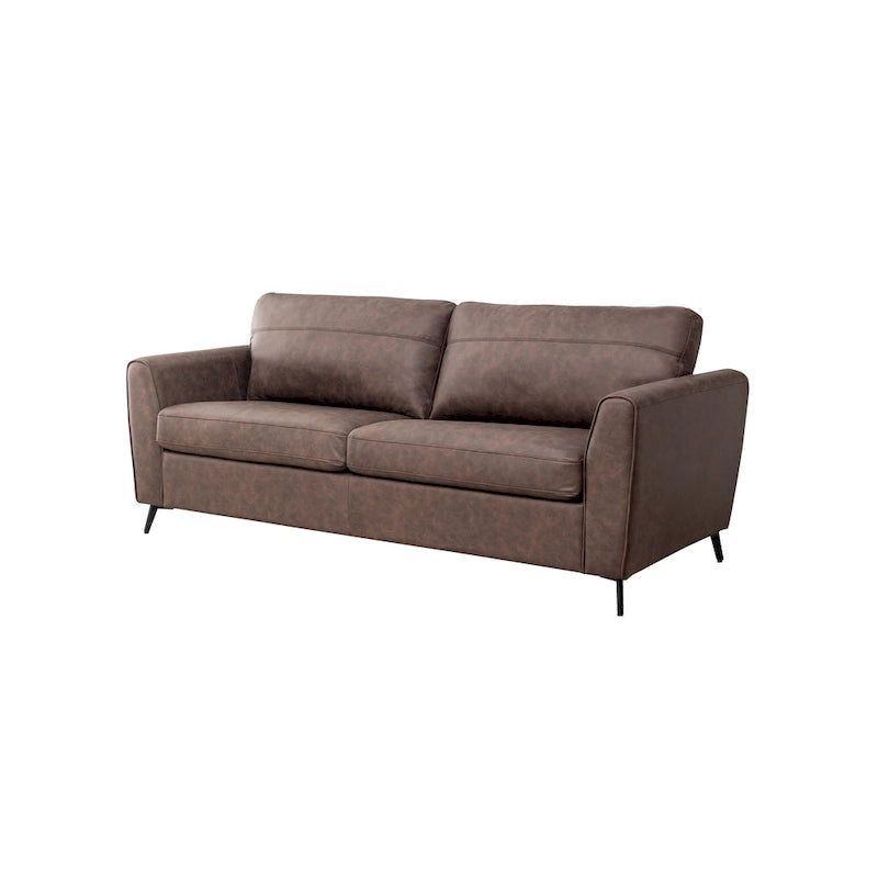 Canapé-lit convertible en similicuir gris/marron, 3 places
