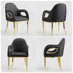 Fauteuil à accoudoirs Fox-Eye, capitonné en velours noir – Simple