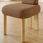 Chaise de salle à manger à dossier haut en tissu Teddy, coloris orange/beige/noir/blanc, avec pieds en bois – Lot de 2