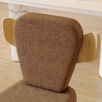 Chaise de salle à manger à dossier haut en tissu Teddy, coloris orange/beige/noir/blanc, avec pieds en bois – Lot de 2