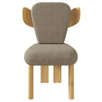 Chaise de salle à manger à dossier haut en tissu Teddy, coloris orange/beige/noir/blanc, avec pieds en bois – Lot de 2