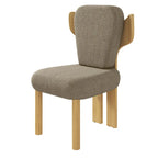 Chaise de salle à manger à dossier haut en tissu Teddy, coloris orange/beige/noir/blanc, avec pieds en bois – Lot de 2