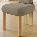 Chaise de salle à manger à dossier haut en tissu Teddy, coloris orange/beige/noir/blanc, avec pieds en bois – Lot de 2