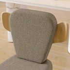 Chaise de salle à manger à dossier haut en tissu Teddy, coloris orange/beige/noir/blanc, avec pieds en bois – Lot de 2