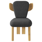 Chaise de salle à manger à dossier haut en tissu Teddy, coloris orange/beige/noir/blanc, avec pieds en bois – Lot de 2
