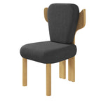 Chaise de salle à manger à dossier haut en tissu Teddy, coloris orange/beige/noir/blanc, avec pieds en bois – Lot de 2