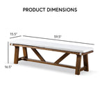 Banc de salle à manger tréteau ivoire, 2-3 personnes, 152 cm