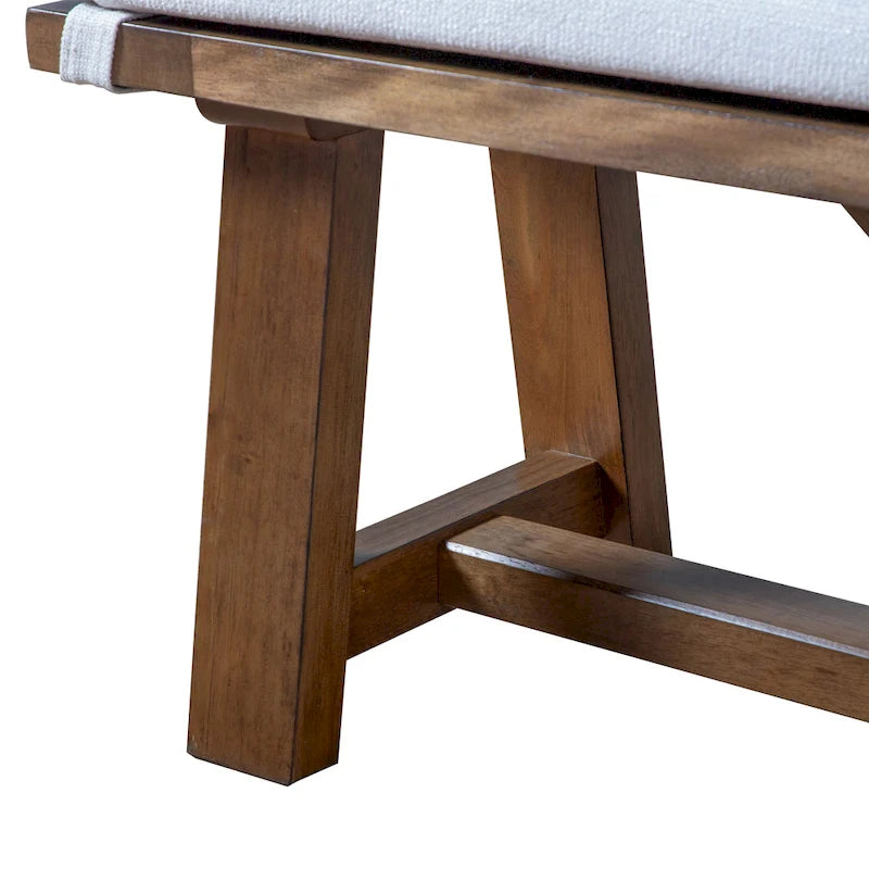 Banc de salle à manger tréteau ivoire, 2-3 personnes, 152 cm