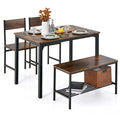 Ensemble de table à manger 4 pièces Coffee avec banc et 2 chaises, 4 places