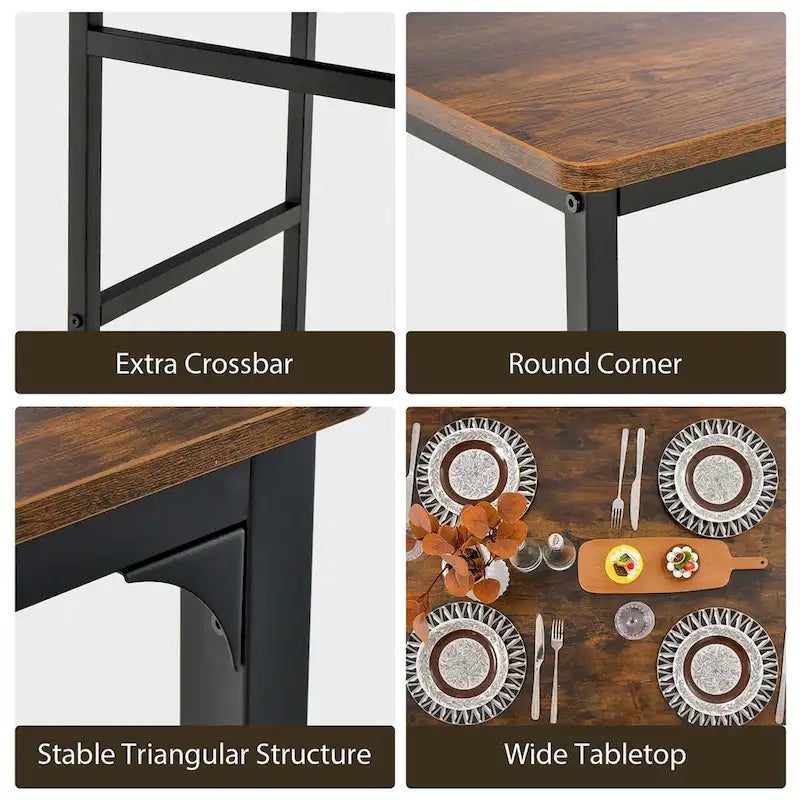 Ensemble de table à manger 4 pièces Coffee avec banc et 2 chaises, 4 places
